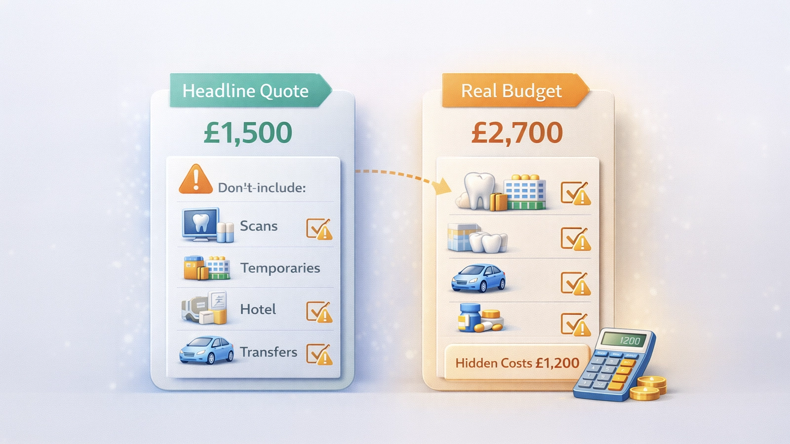 Headline quote versus real Hollywood Smile budget comparison