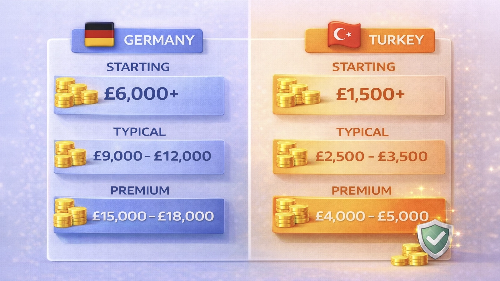 Turkey versus Germany Hollywood Smile price bands comparison