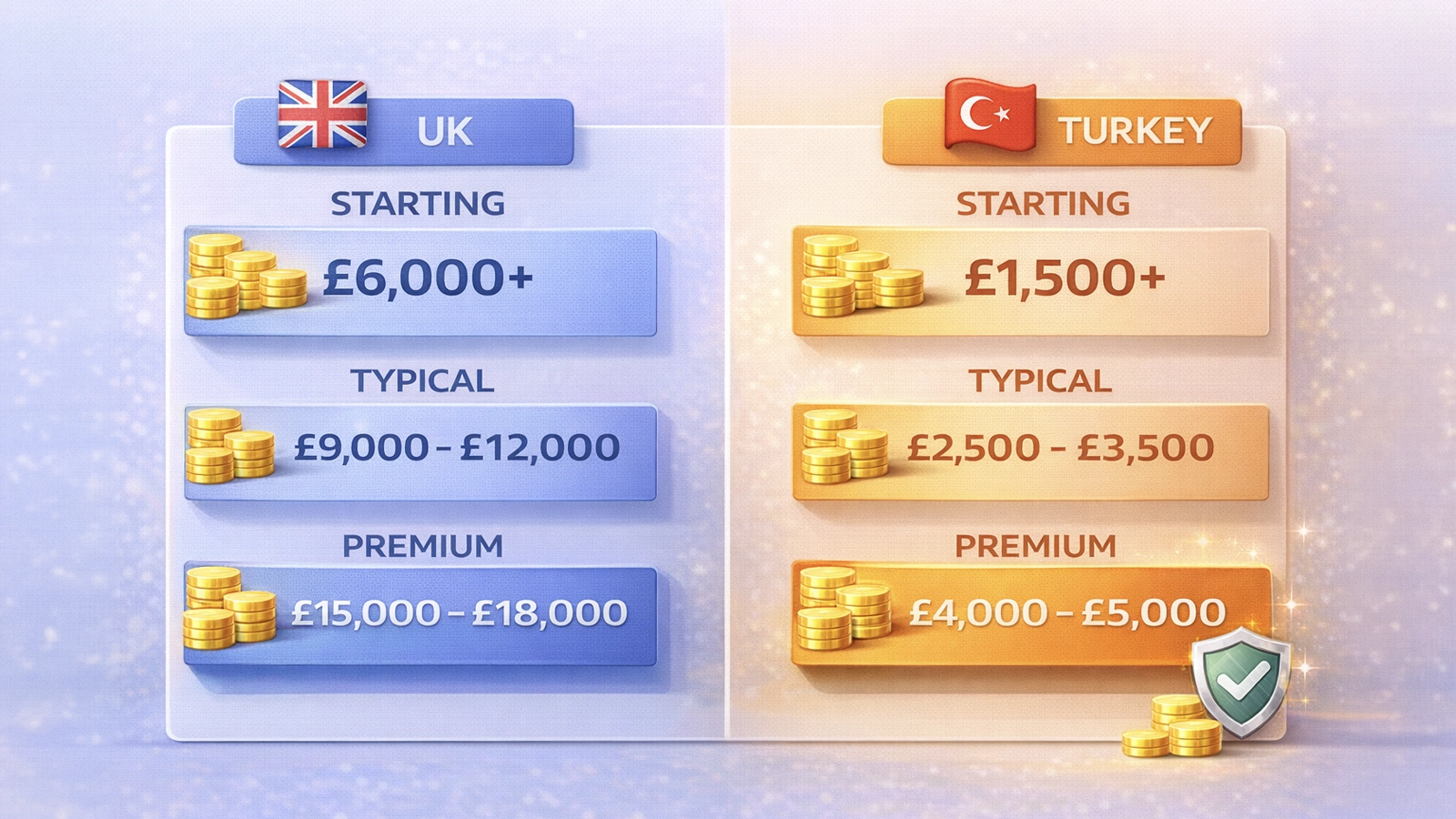 Turkey versus UK Hollywood Smile price bands comparison