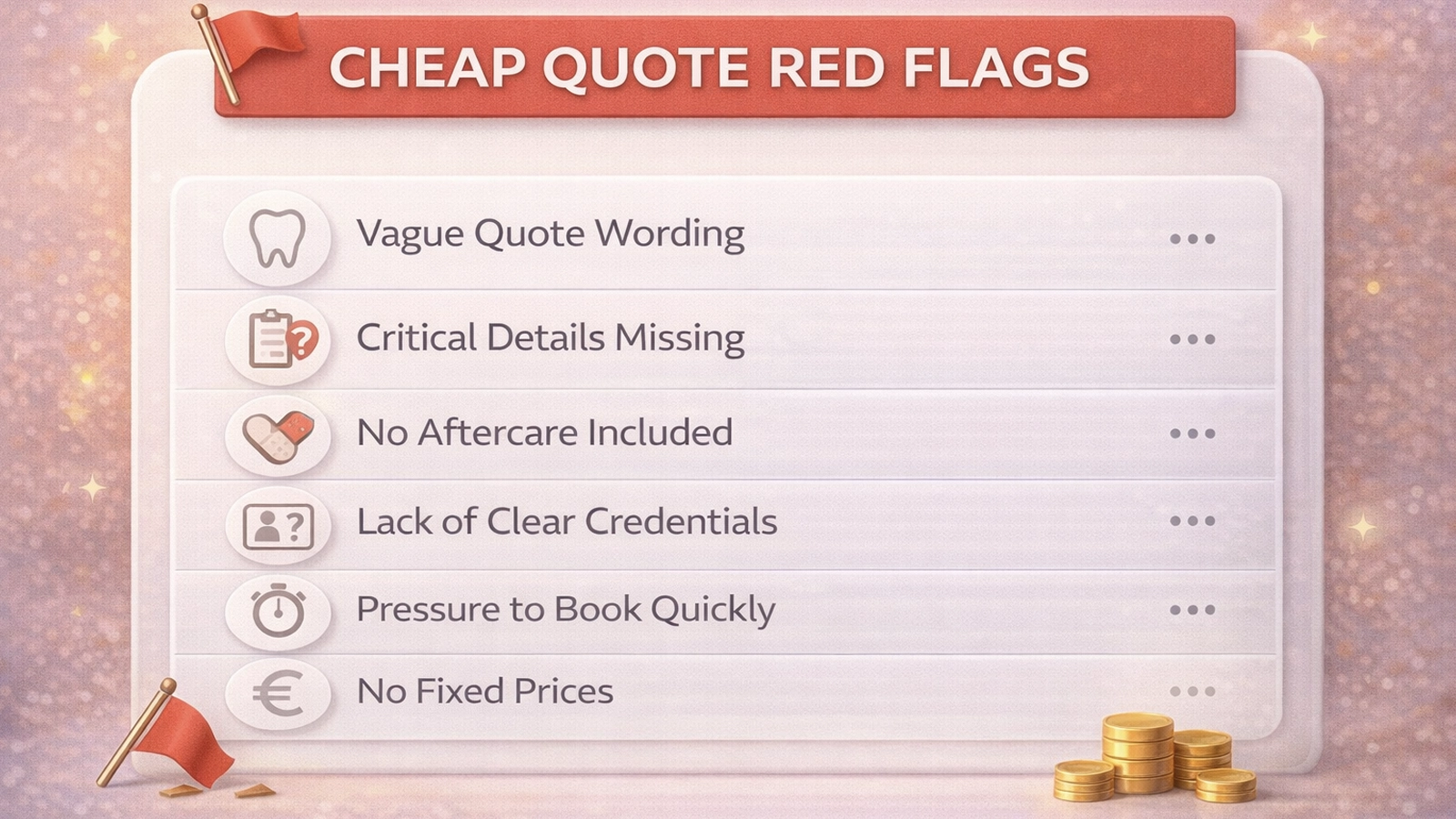 Cheap Hollywood Smile quote red flags visual checklist